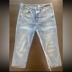 H&M Vintage Slim High Waist Raw Hem Ankle* Jean ***Tailored to a 22” inseam***